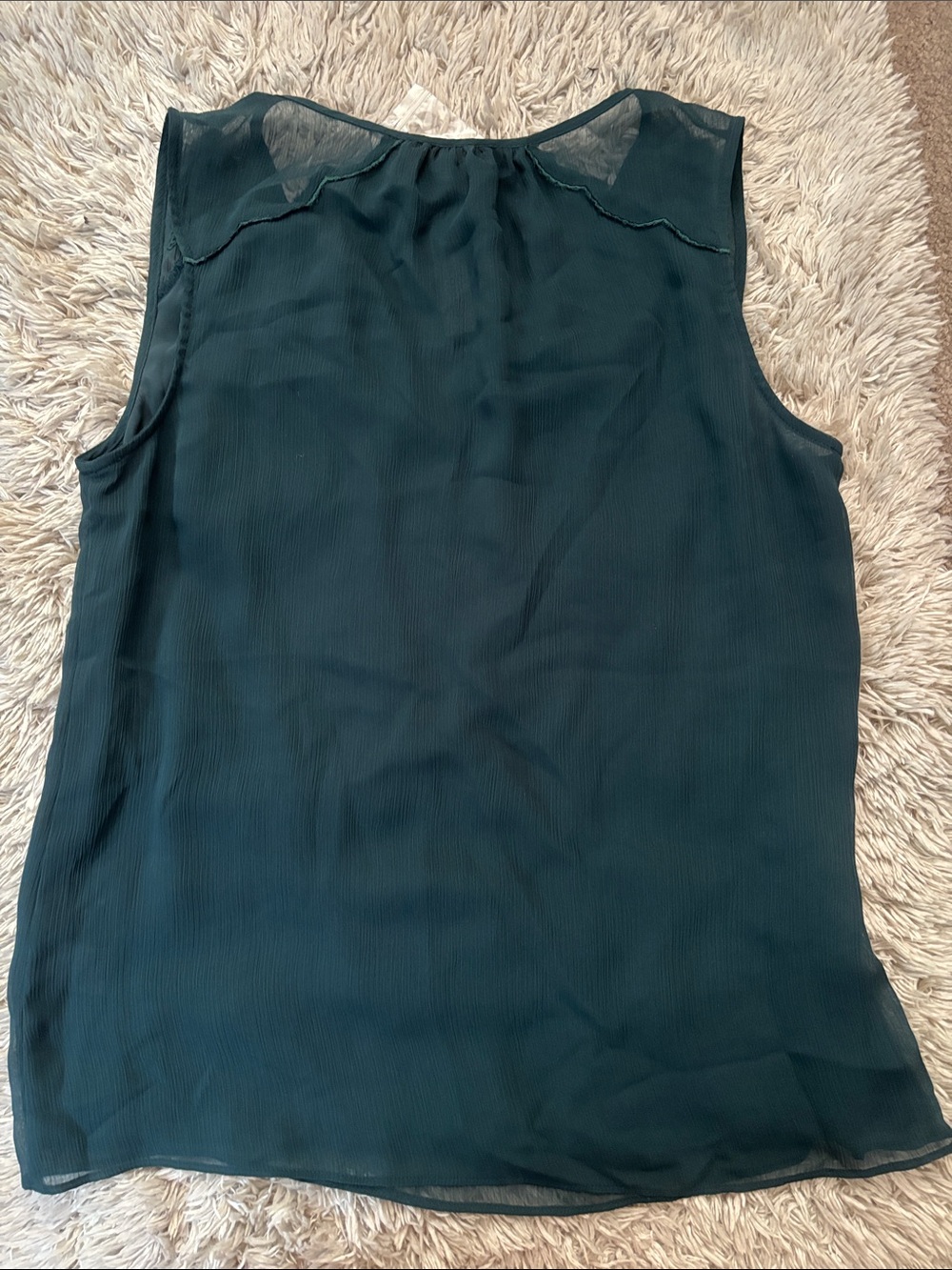 NWT size Xs LC Lauren Conrad Dark Teal Sleeveless Embroidered Neck Top - Picture 6 of 6